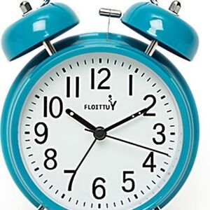 Loud Alarm for Deep Sleepers) 4'' Twin Bell Alarm Clock with Backlight- Blue